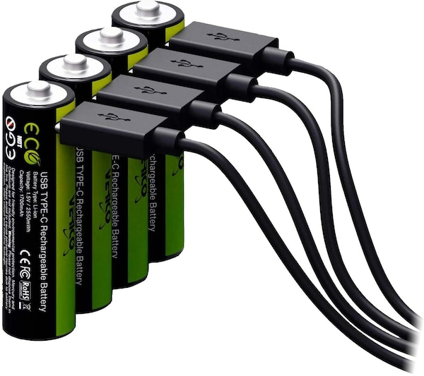 Verico LoopEnergy 4 AA-Packs, wiederaufladbare Batterien, Ladung über USB-C (4 Stk., AA, 1700 mAh)