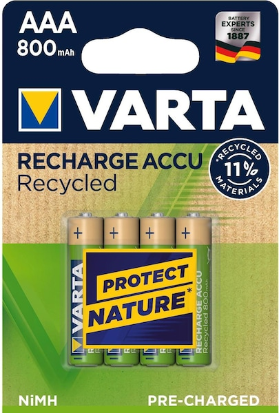 Varta Recharge Accu Recycled (4 Stk., AAA, 800 mAh)
