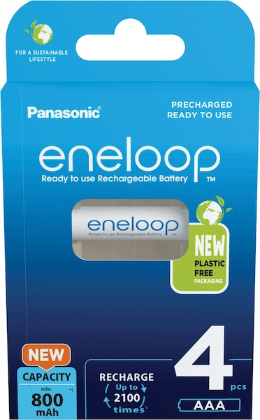 Panasonic wiederaufladbare Batterien ENELOOP BK-4MCDE (4 Stk., AAA, 800 mAh)